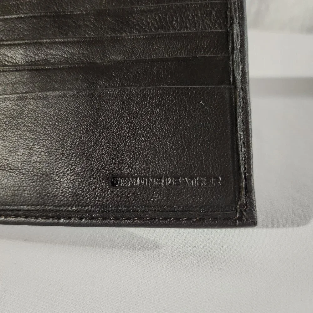 New Men's Stafford Slim Wallet Slimfold Contrasting Canvas Gen Leather Brown NWT